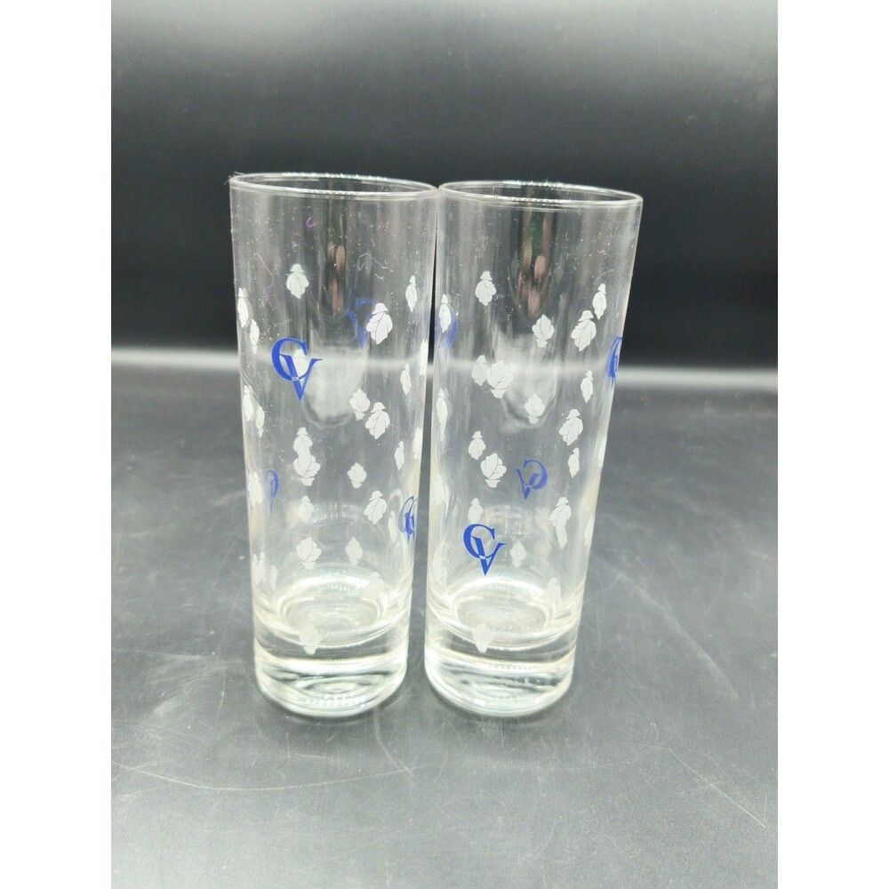2-Piece COURVOISIER Cognac France Etched Tall Highball Glasses 6" CV